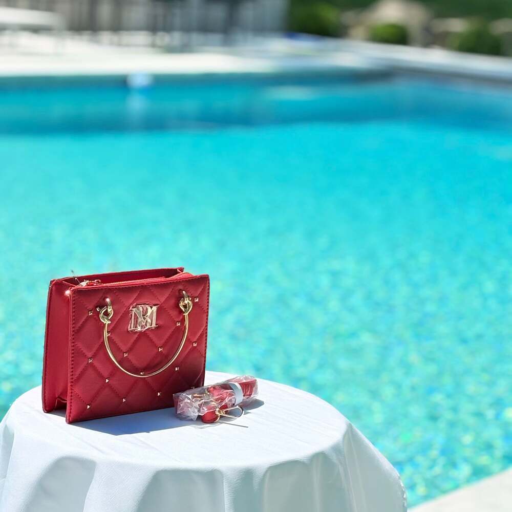Badgley Mischka Red Mini Quilted Tote New